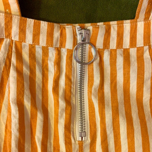 Urban Outfitters Rosie Ruffle Skirtall Overall Orange Stripe, XS - Picture 9 of 15